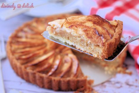 A slice of Apple Frangipane Tart