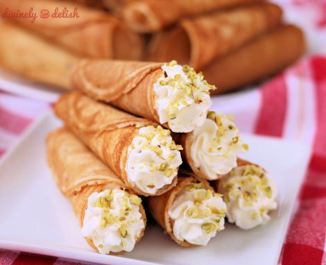 Cardamom Krumkake with Rose Cream