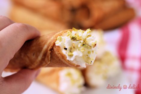 Cardamom Krumkake with Rose Cream