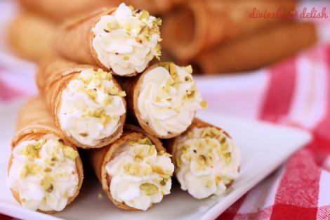 Cardamom Krumkake with Rose Cream