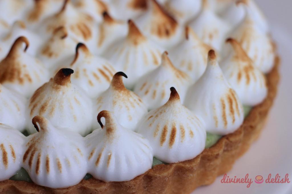 Pandan Custard Meringue Tart