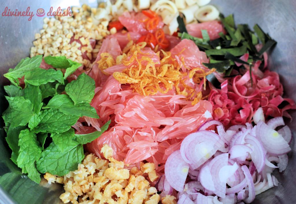 Ingredients for a Thai-inspired Pomelo Salad