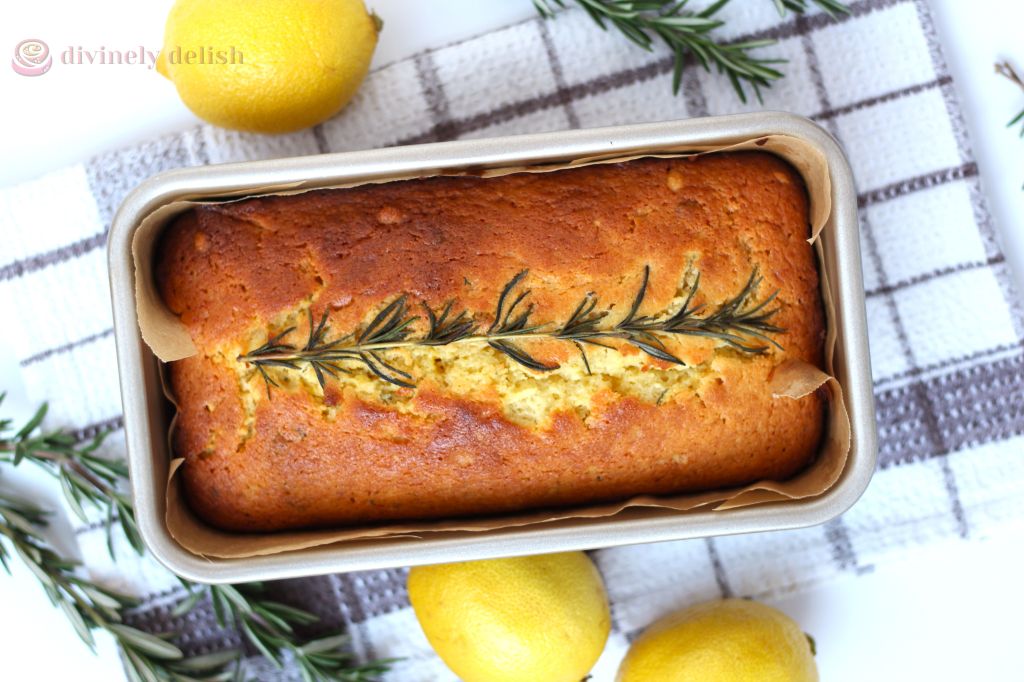 Lemon Rosemary Marzipan Loaf Cake