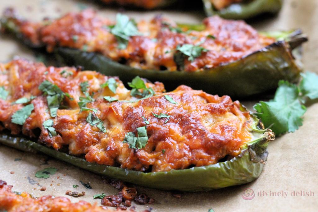 Cheesy stuffed Anaheim peppers
