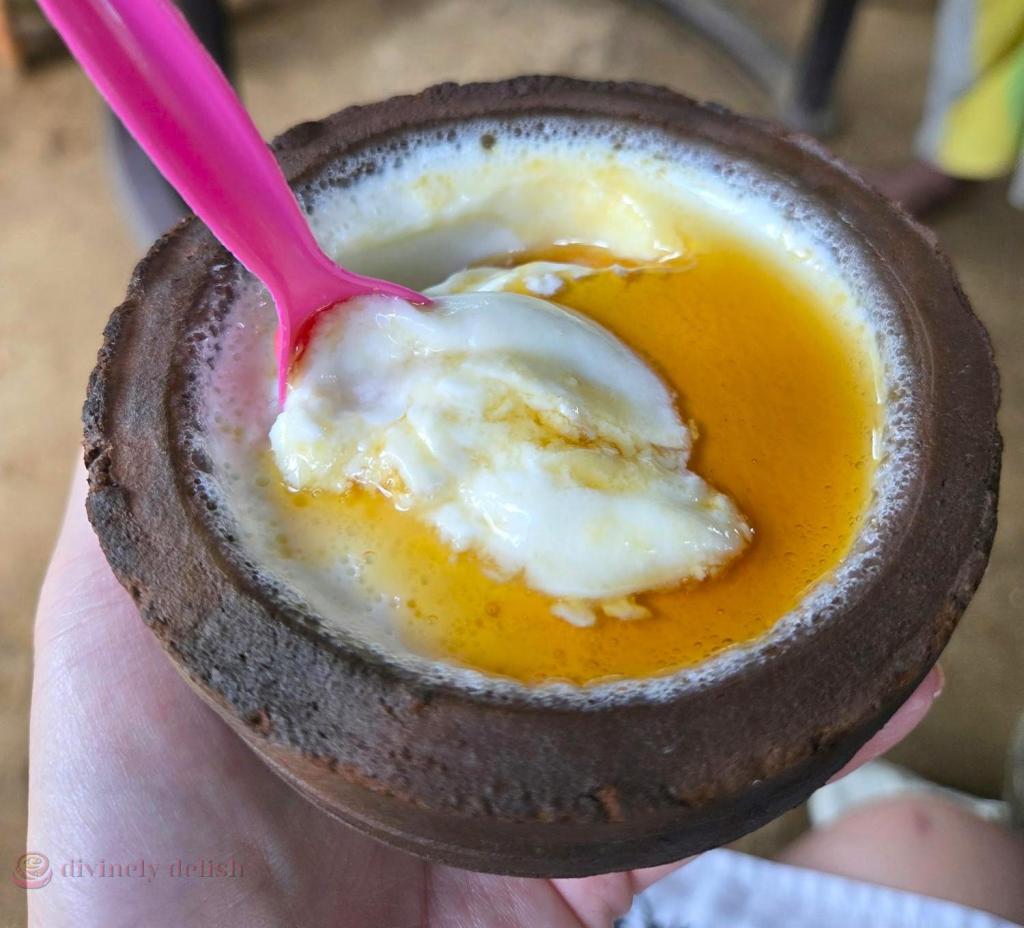 Kiripani (buffalo curd with treacle)