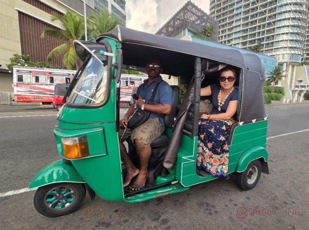 Riding a tuk tuk in Colombo