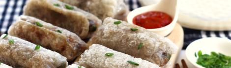 Fried Pork and Mushroom Rice Paper Spring Rolls